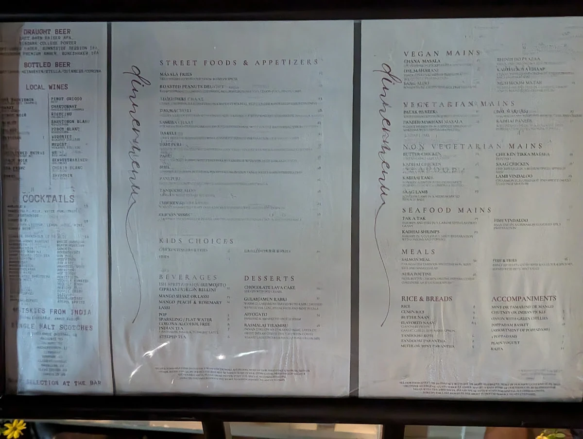 Menu, Aura On The Lake