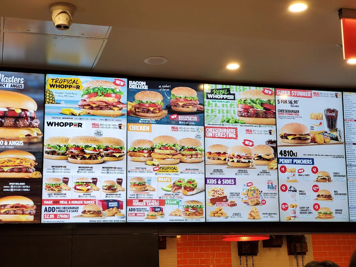 Menu, Hungry Jack's Burgers La Trobe