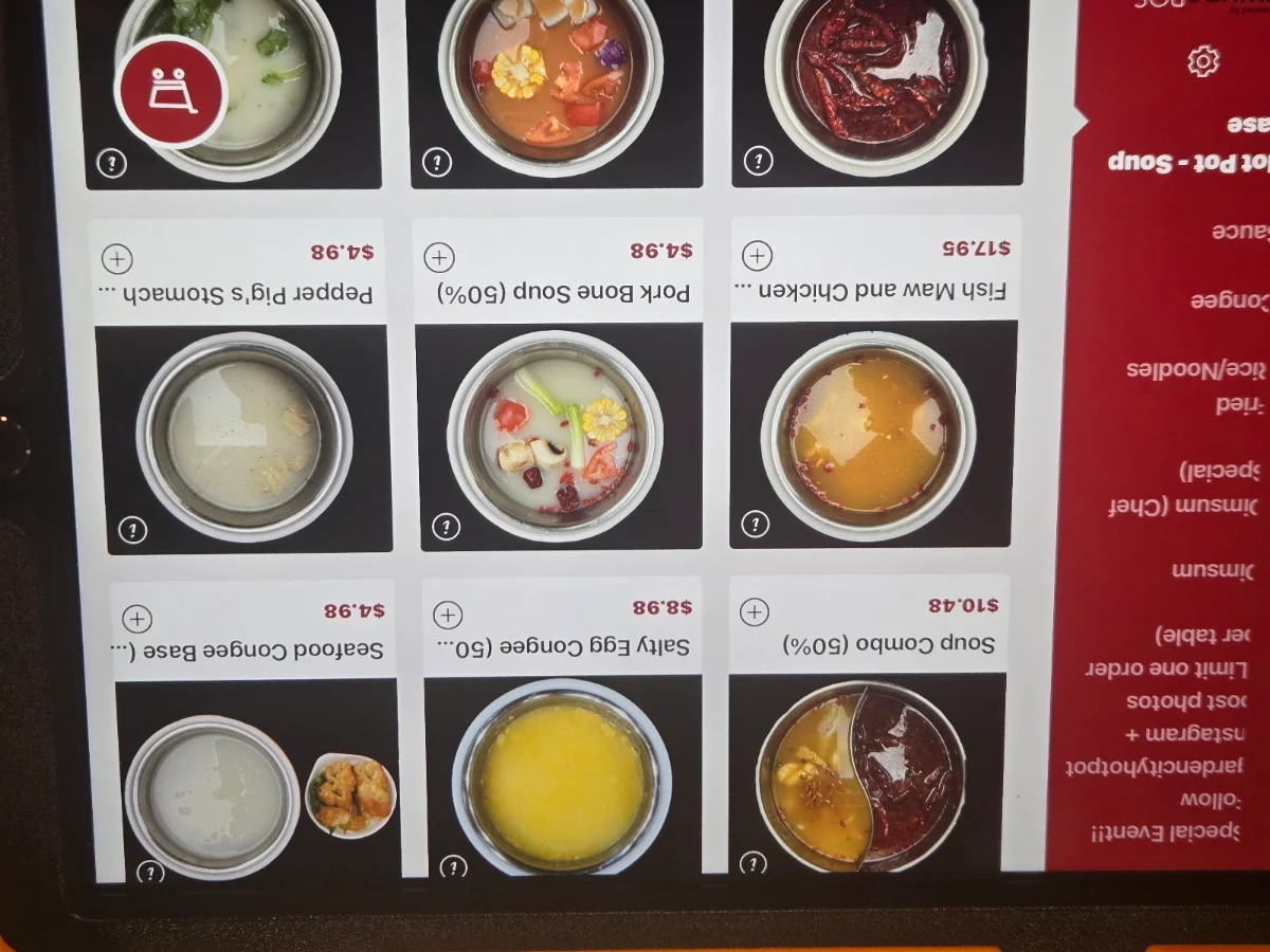 Menu, Garden City Hot Pot