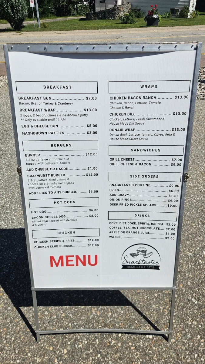 Menu, Snacktastic