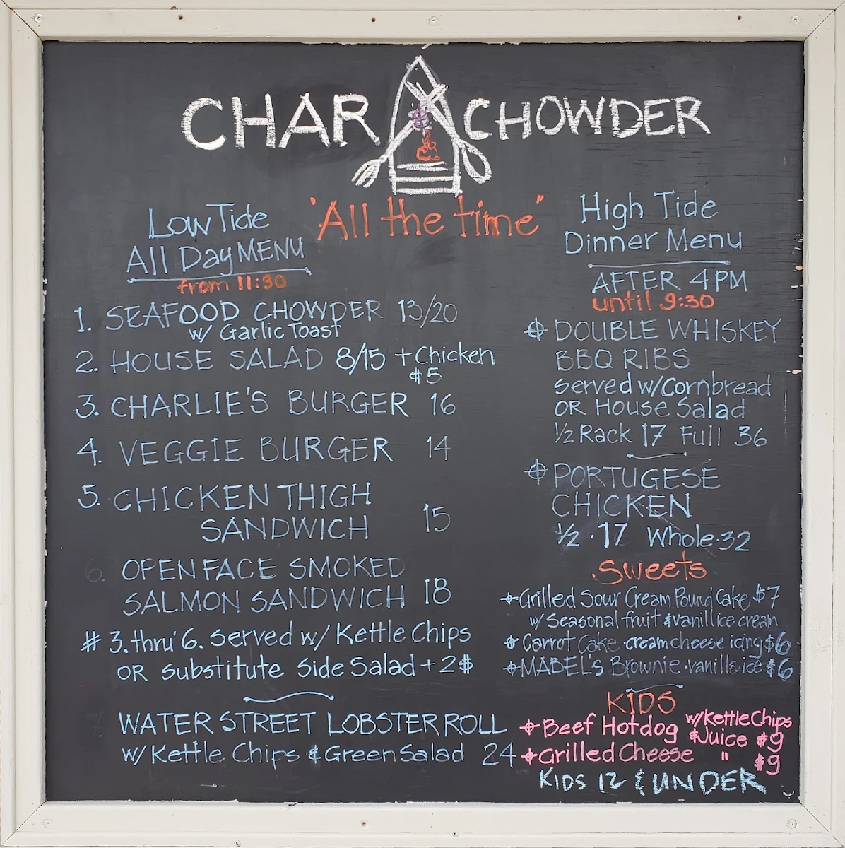 Menu, Char And Chowder