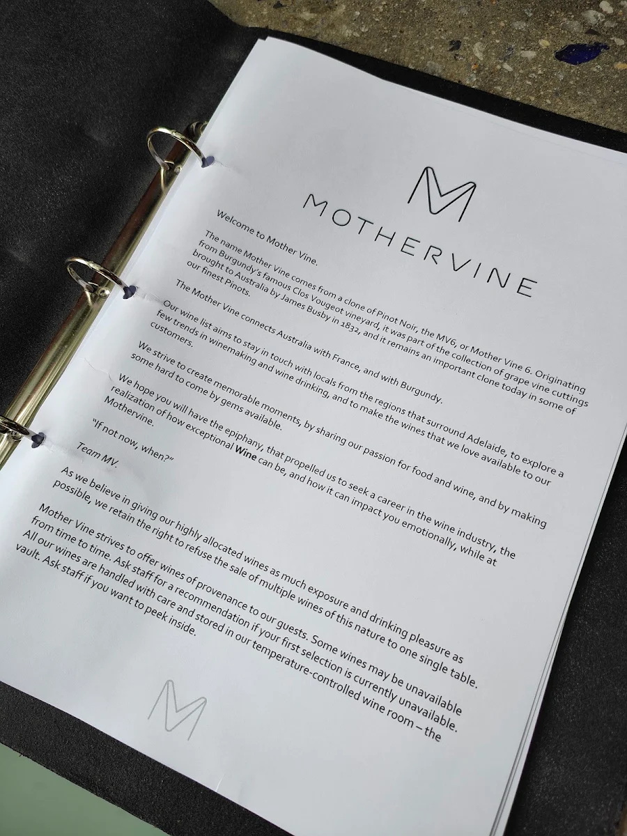 Menu, Mother Vine