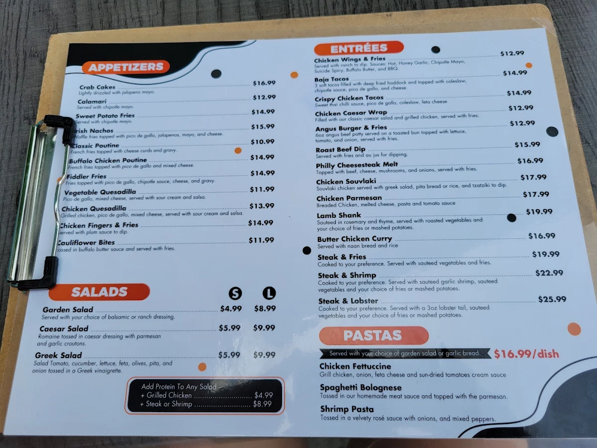 Menu, Duffy's Famous Fish & Chips Restaurant