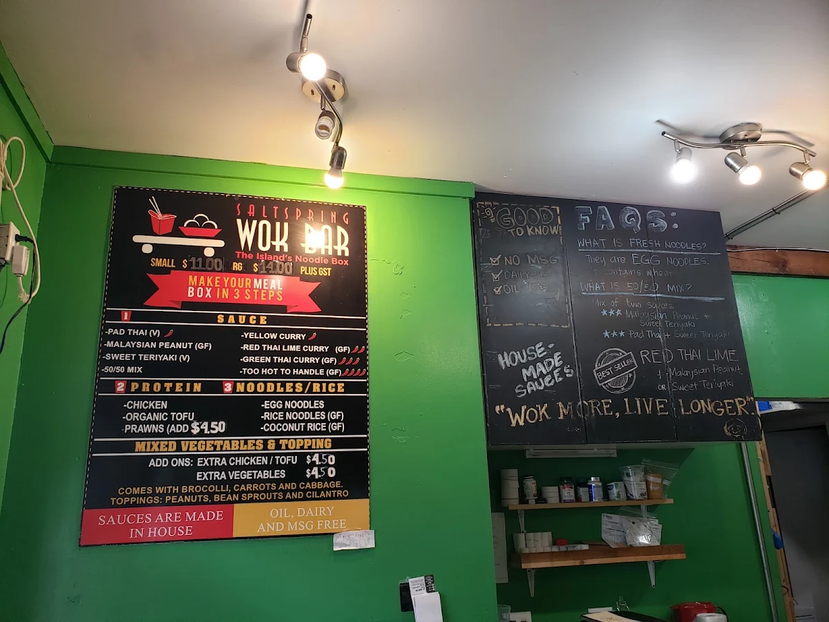 Menu, Salt Spring Wok Bar
