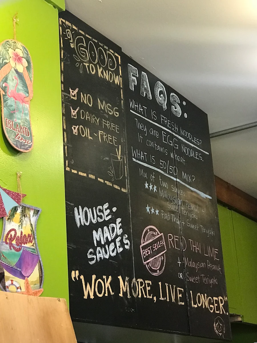 Menu, Salt Spring Wok Bar