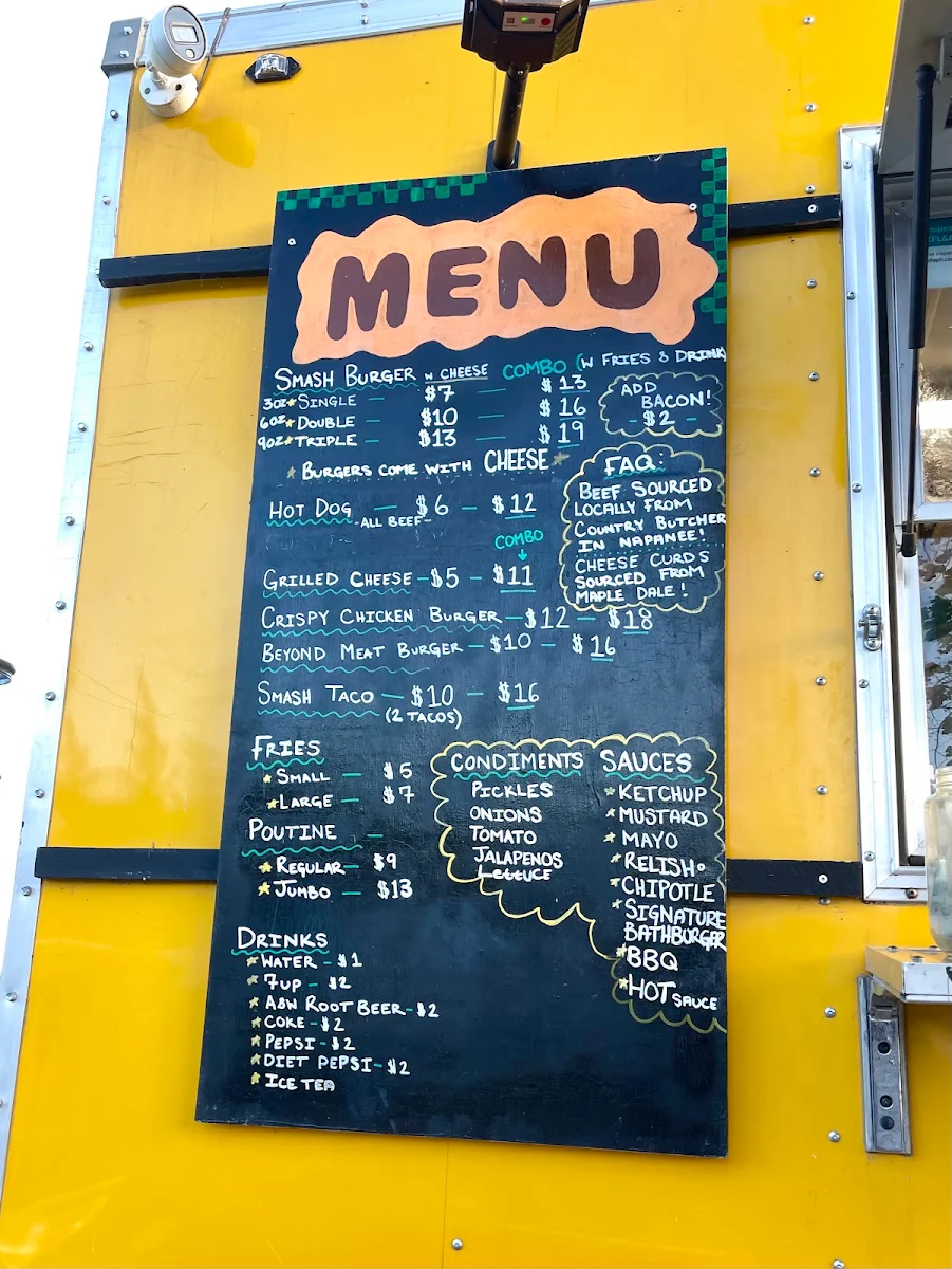 Menu, Bathburgers