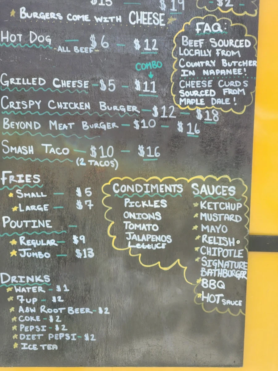 Menu, Bathburgers