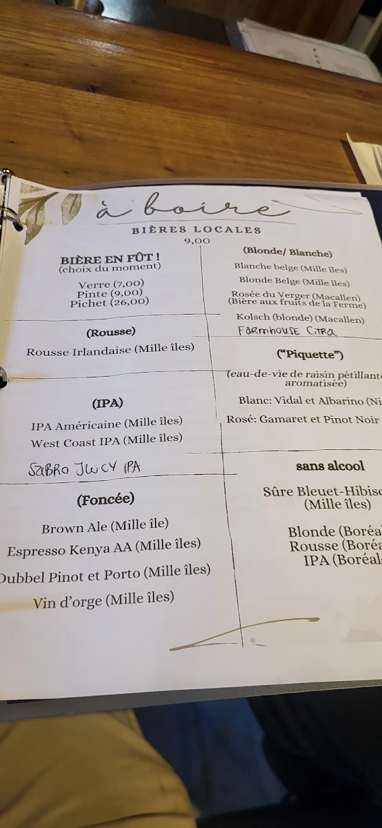 Menu, L'Imposteur Resto-Traiteur Flexi-Végé