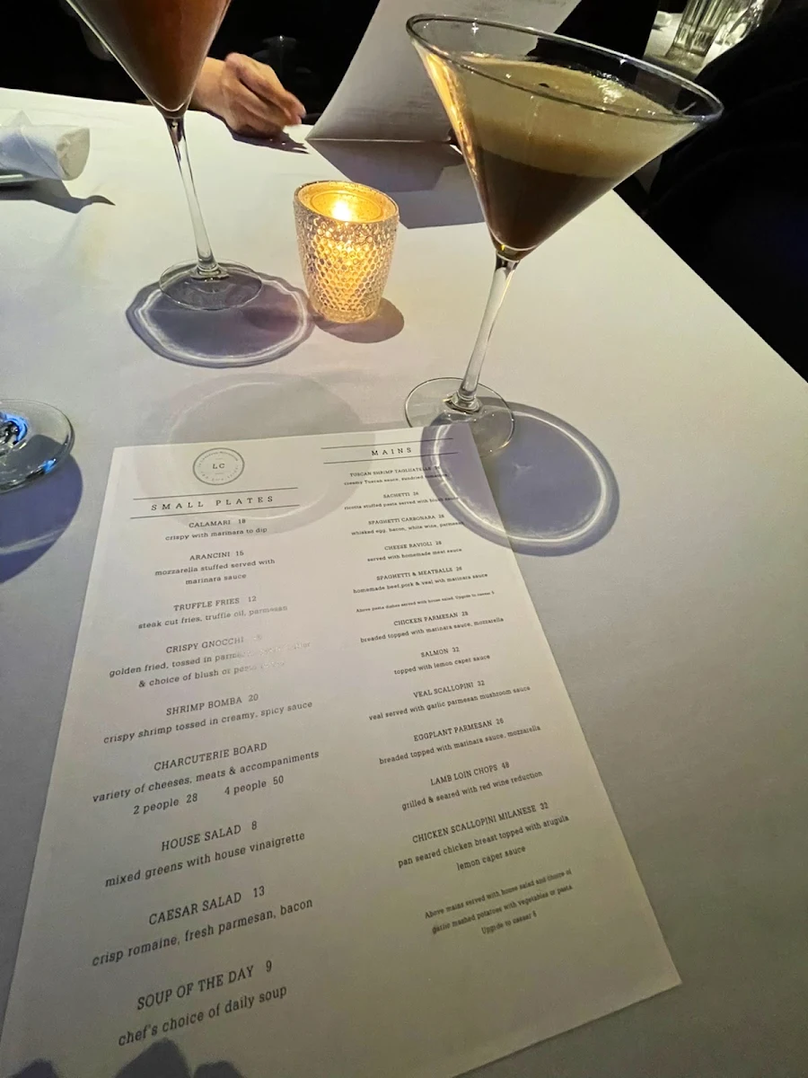 Menu, La Contessa Ristorante