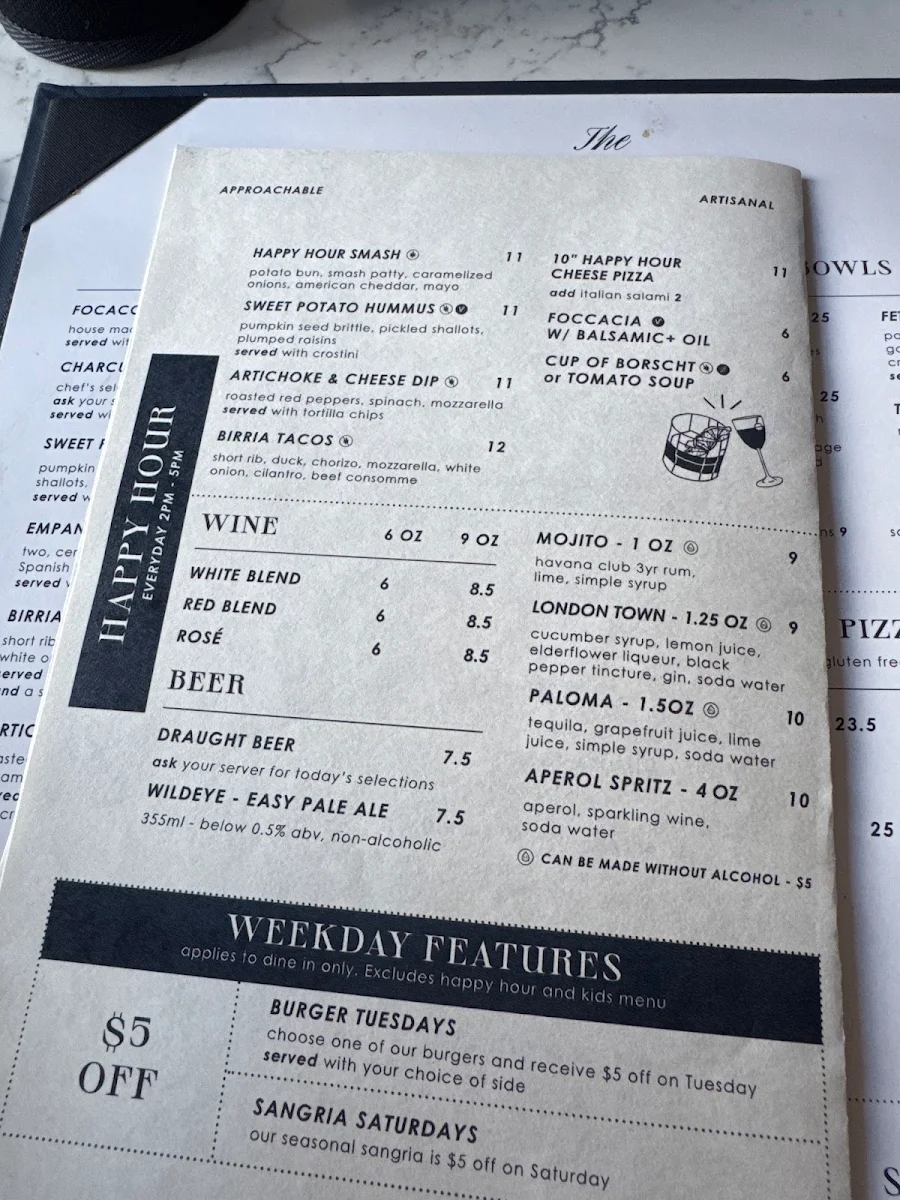 Menu, The Table Bistro