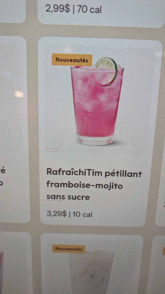 Menu, Tim Hortons