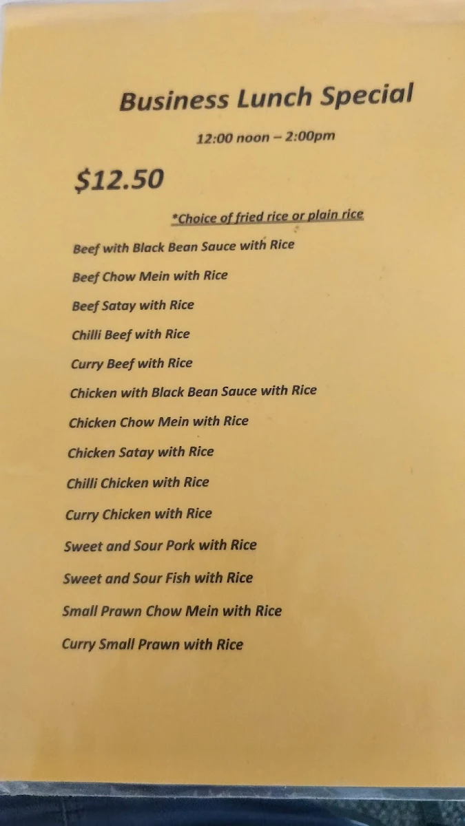 Menu, New Panda Chinese Restaurant