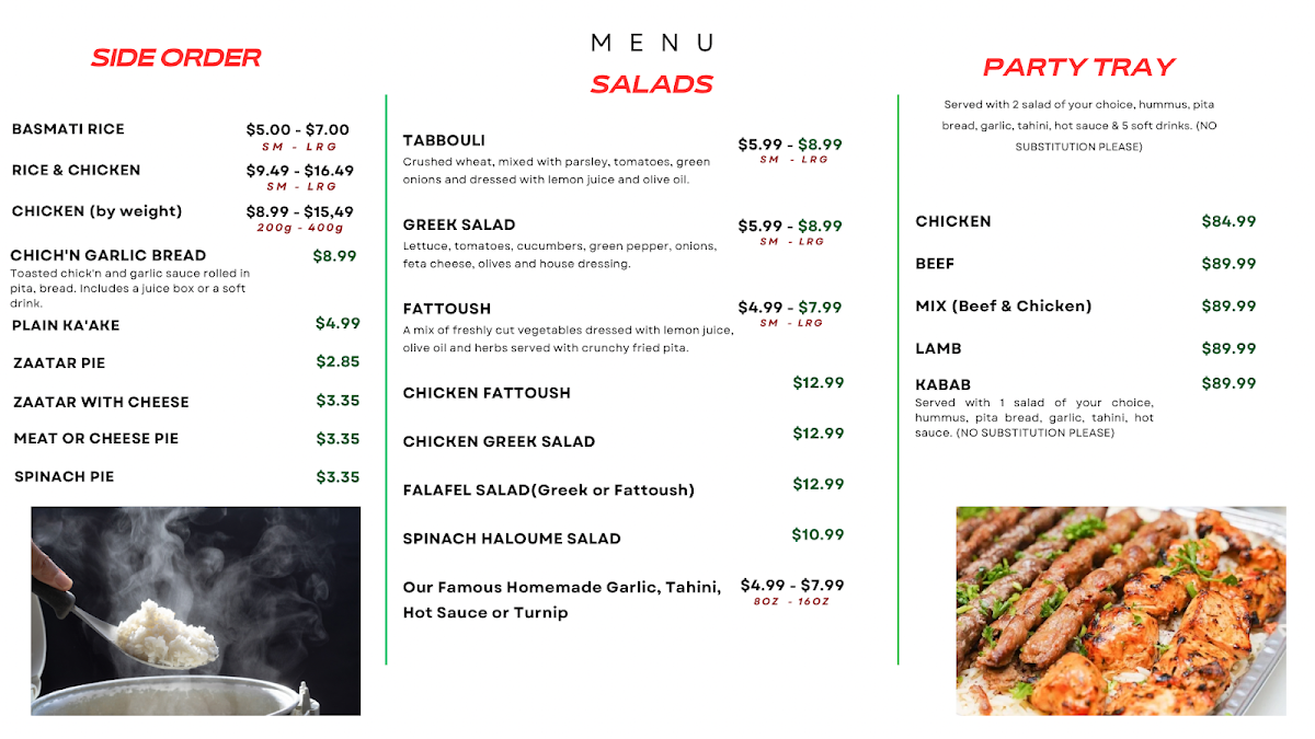 Menu, Mashawee Lebanese Grill (Crispy Falafel)