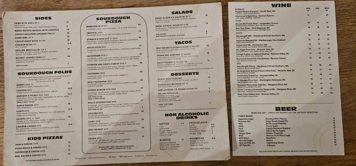 Menu, General Public Food Co - Scarborough