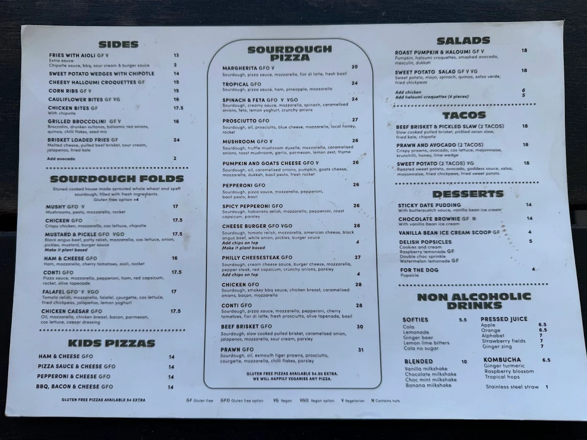 Menu, General Public Food Co - Scarborough
