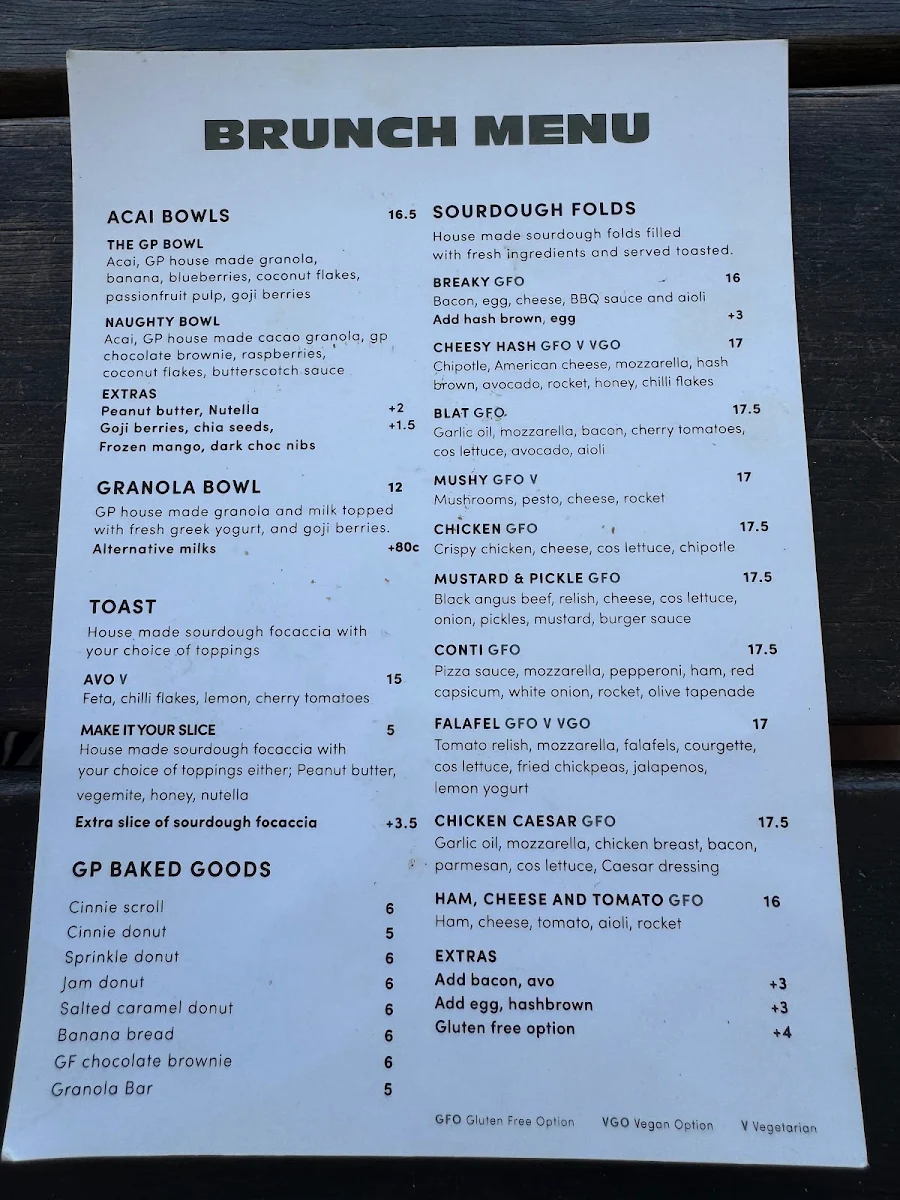 Menu, General Public Food Co - Scarborough