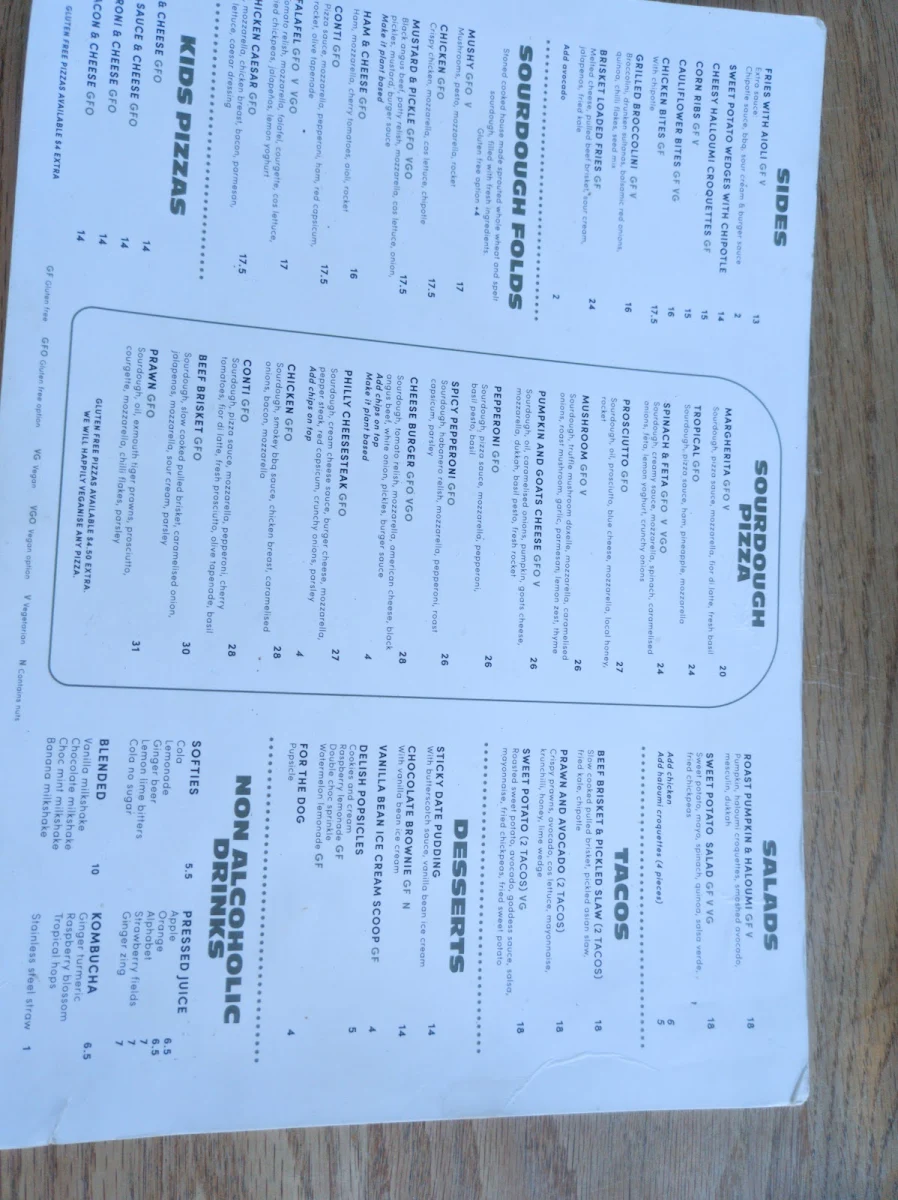 Menu, General Public Food Co - Scarborough