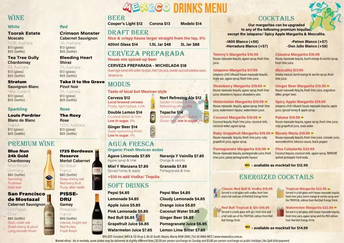 Menu, Mex & Co Manly