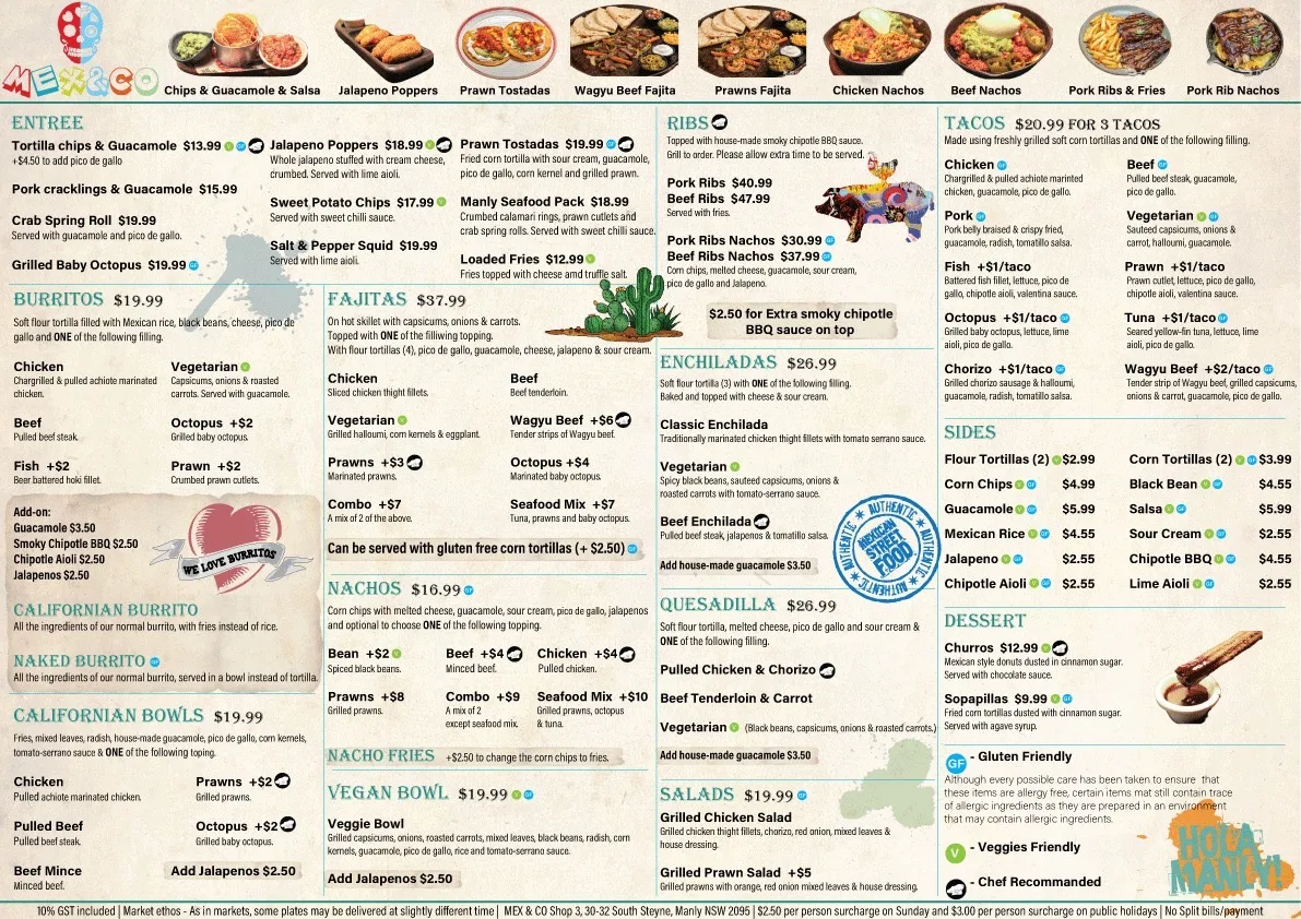 Menu, Mex & Co Manly