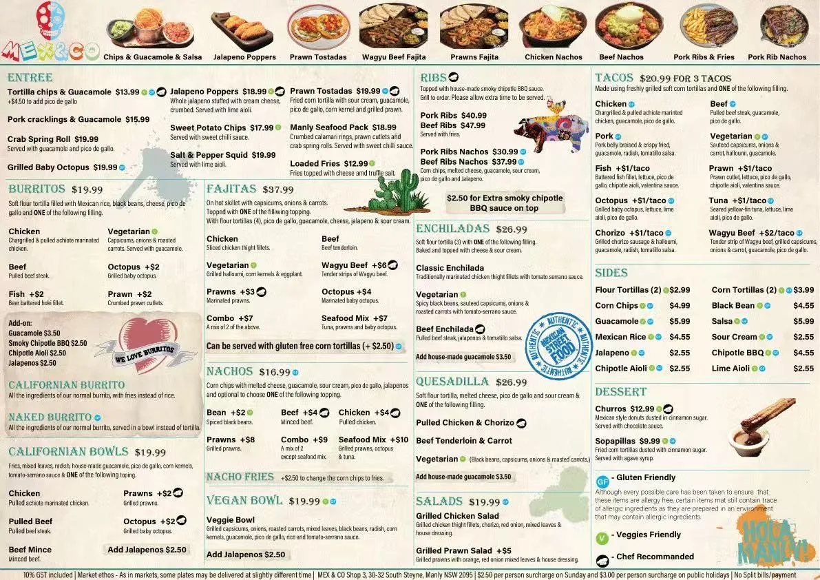 Menu, Mex & Co Manly