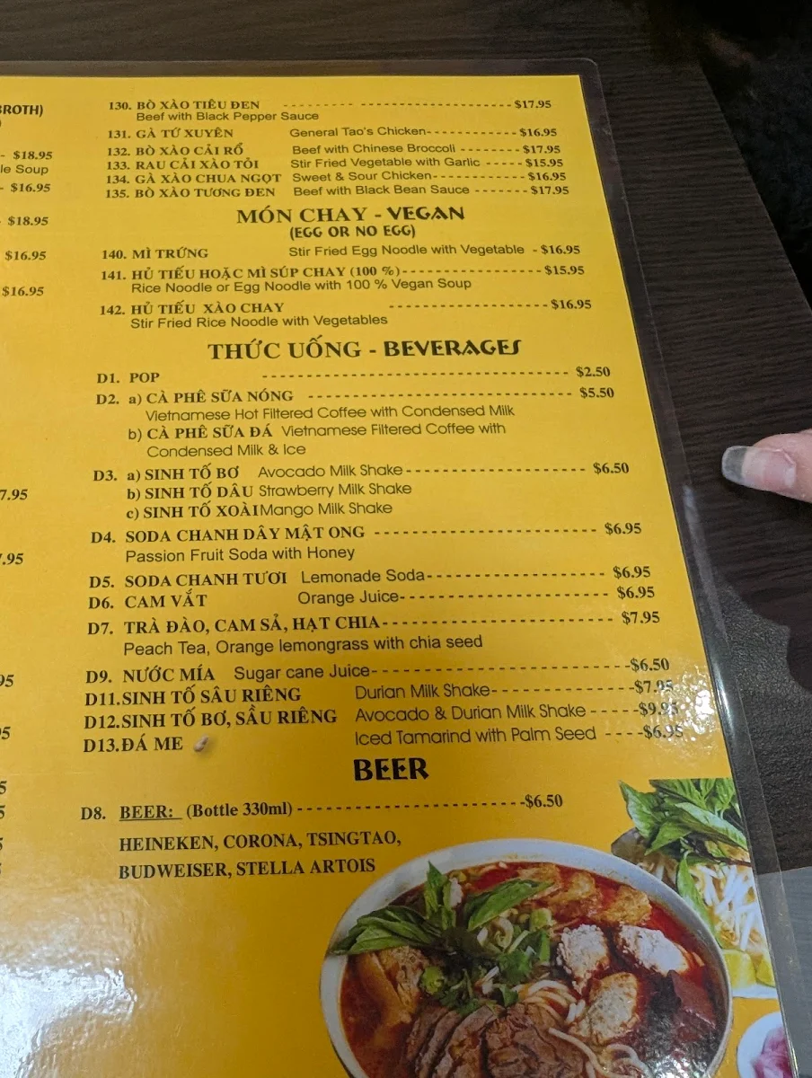 Menu, PHO NON LA