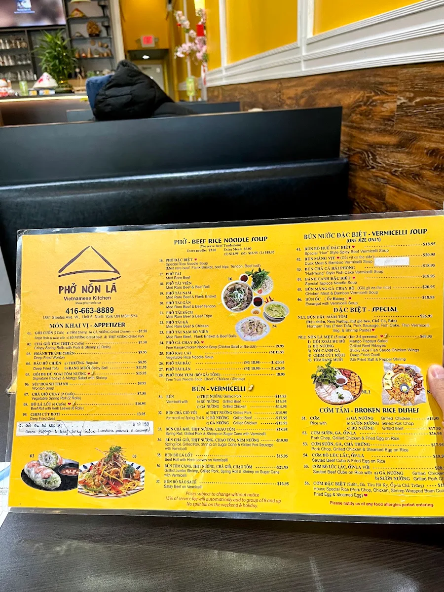 Menu, PHO NON LA