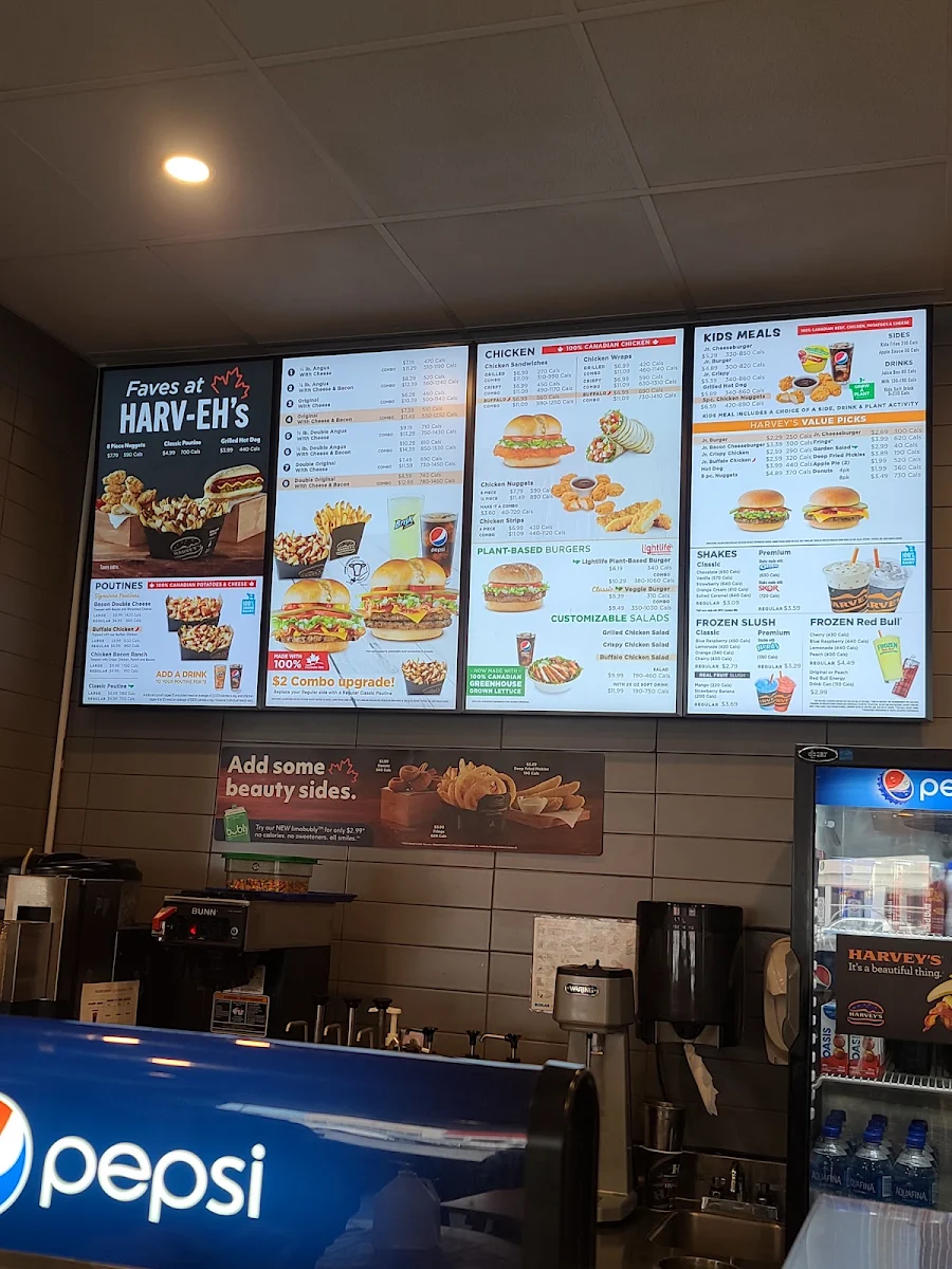 Menu, Harvey's