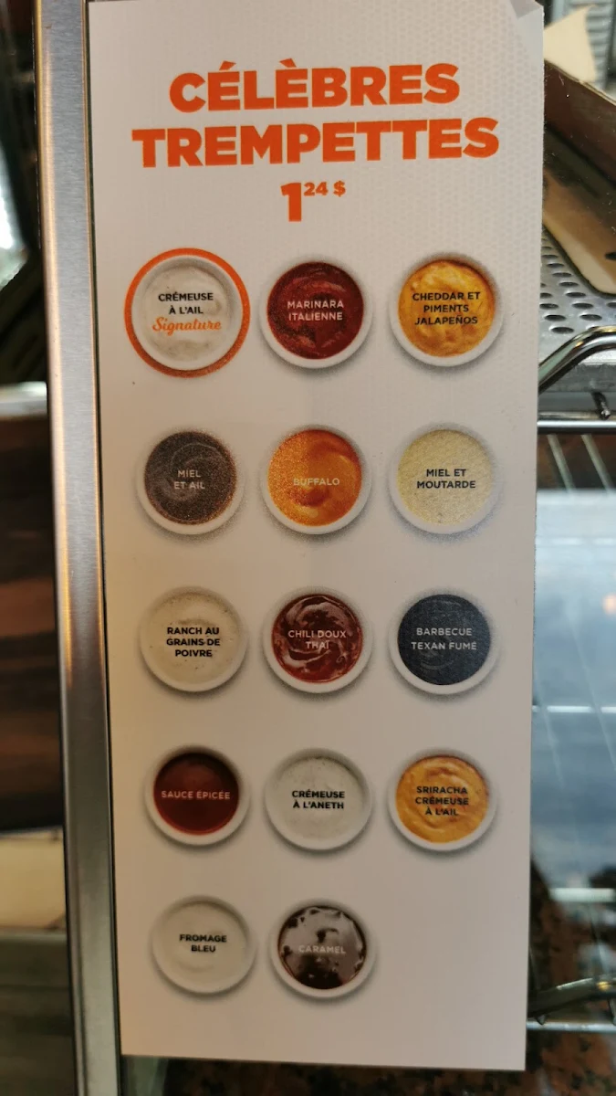 Menu, Pizza Pizza