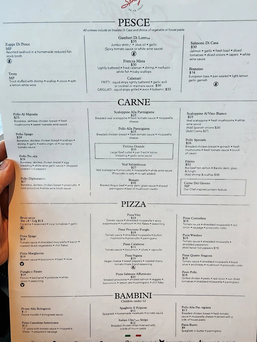 Menu, Spago Caesars Windsor