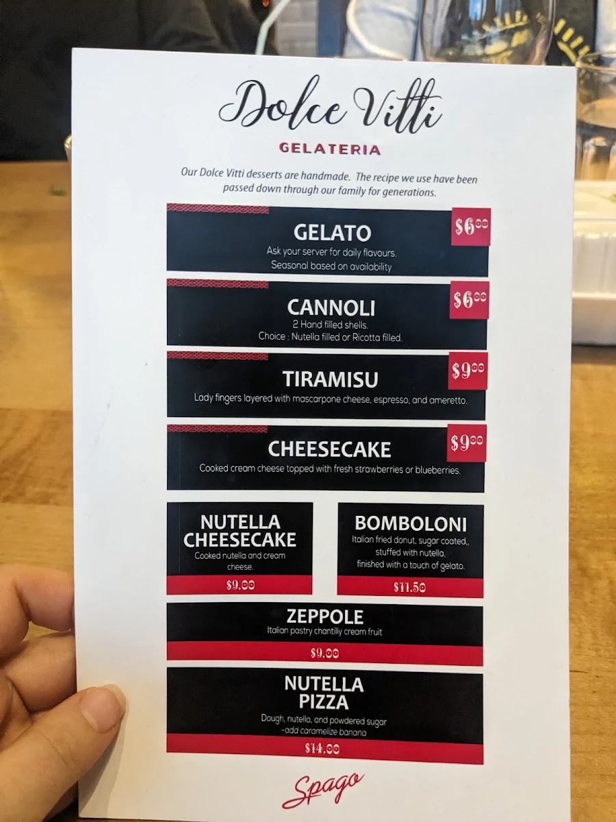 Menu, Spago Caesars Windsor
