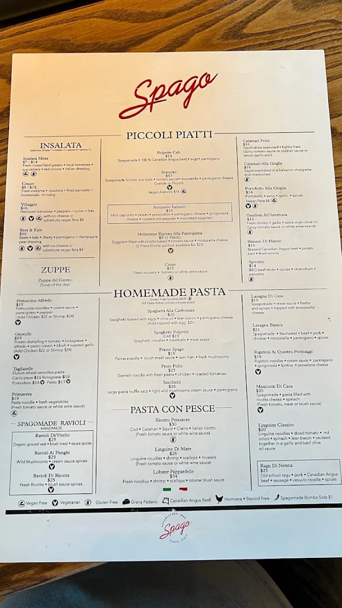Menu, Spago Caesars Windsor