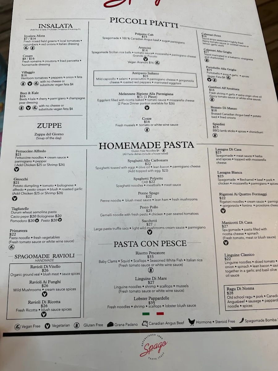 Menu, Spago Caesars Windsor