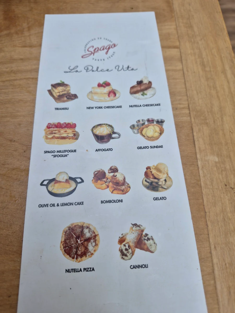 Menu, Spago Caesars Windsor