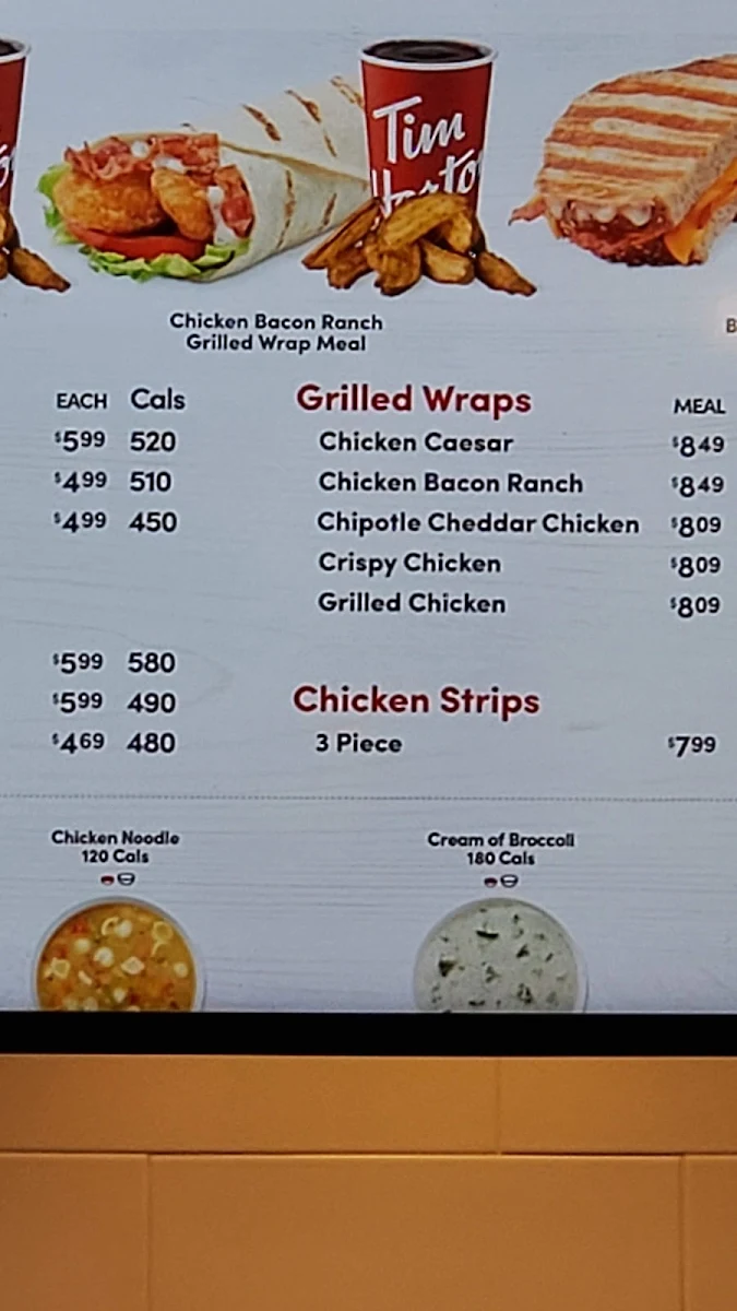 Menu, Tim Hortons
