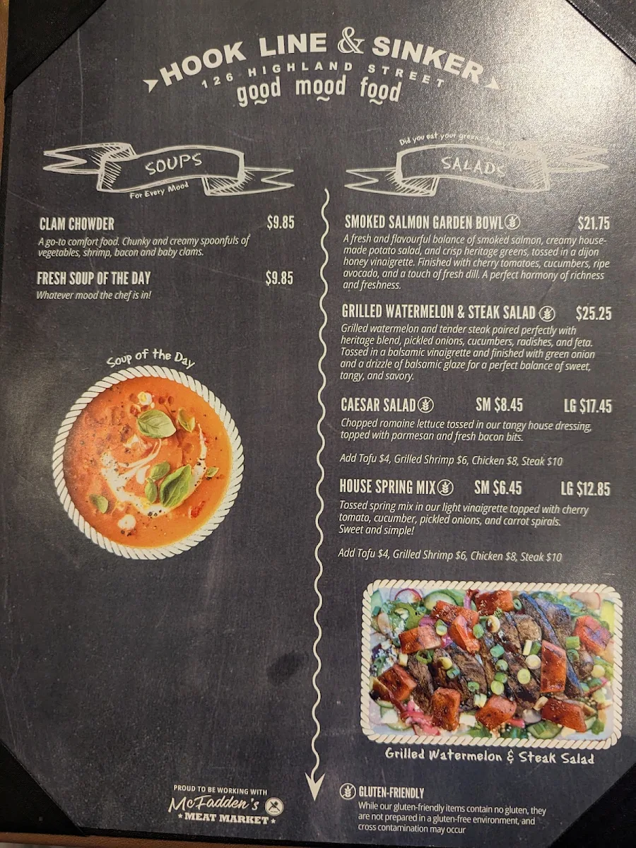 Menu, Hook Line & Sinker