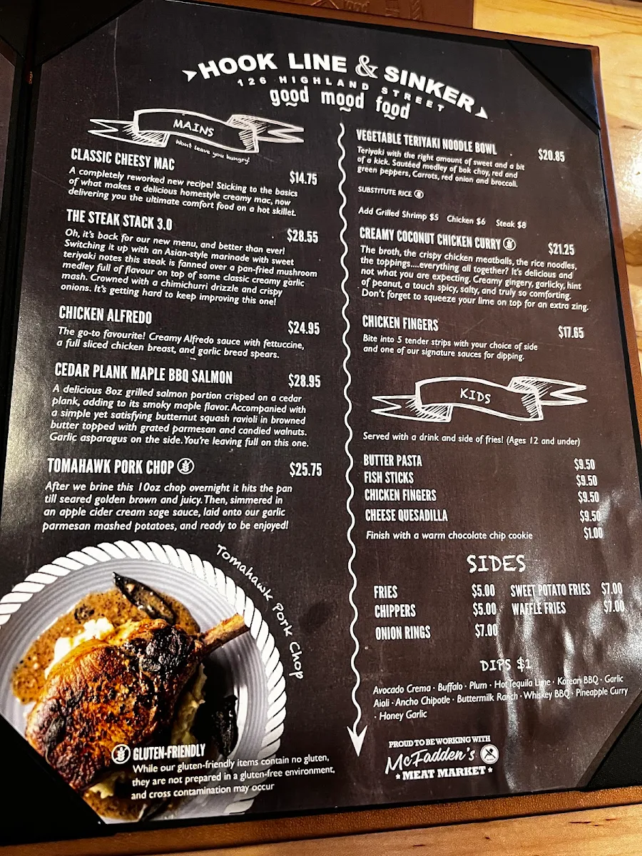 Menu, Hook Line & Sinker