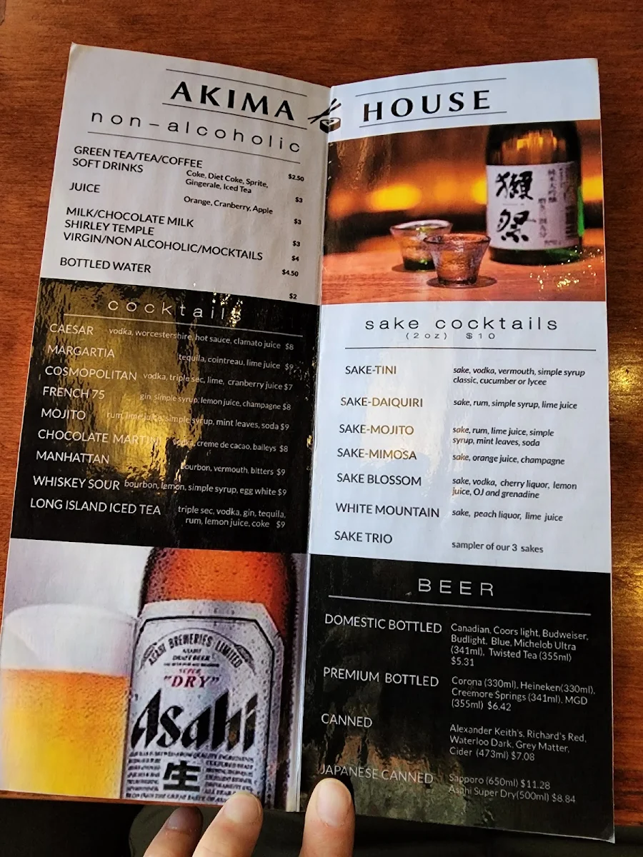 Menu, Akima House