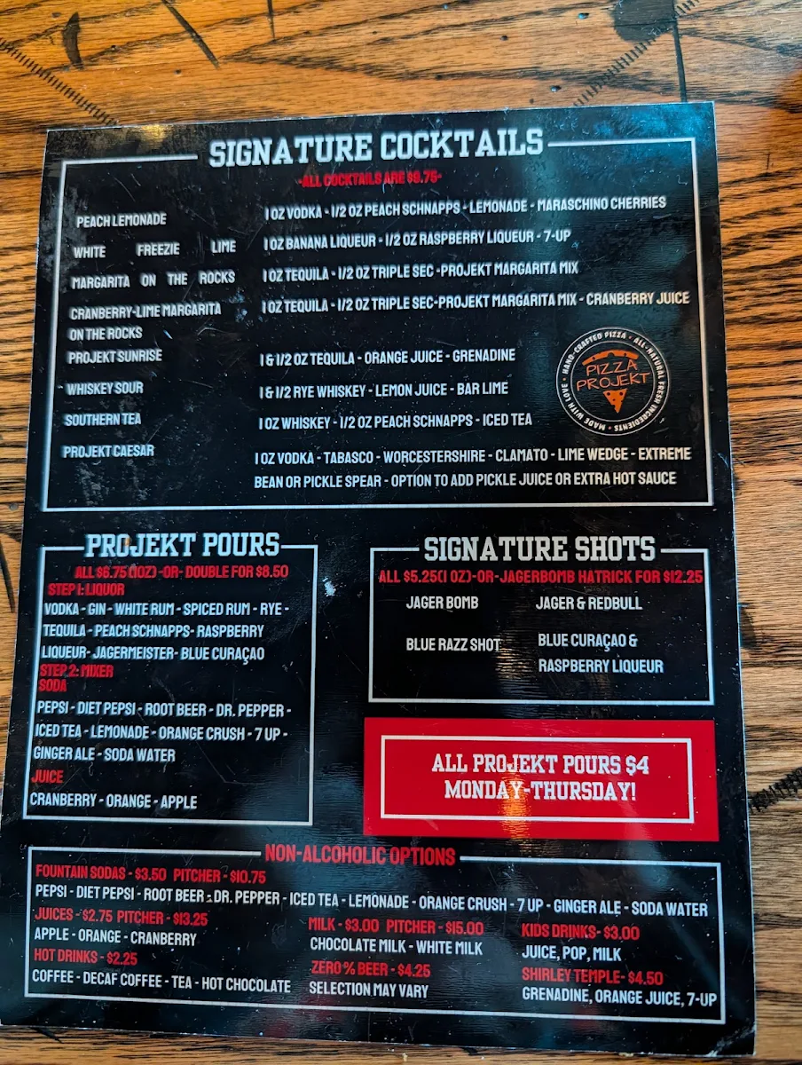 Menu, Pizza Projekt