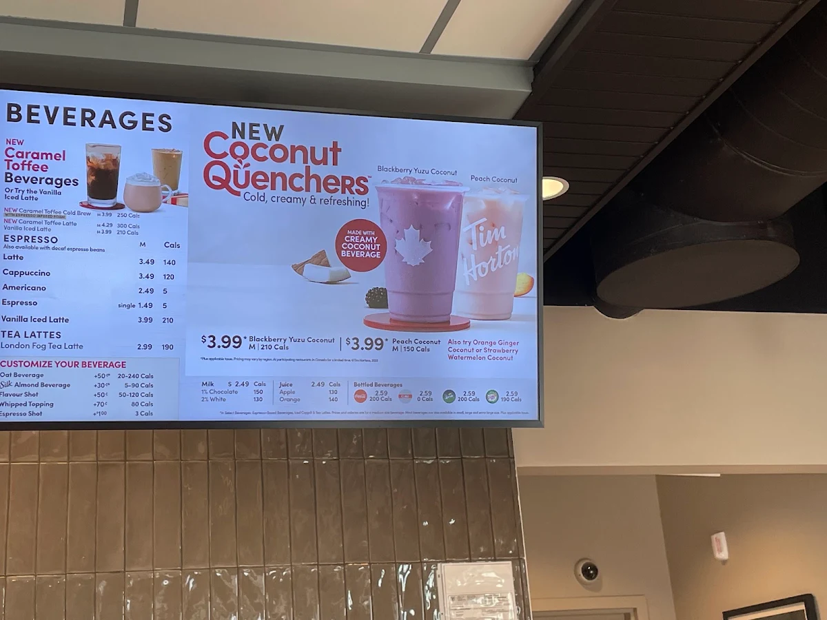 Menu, Tim Hortons