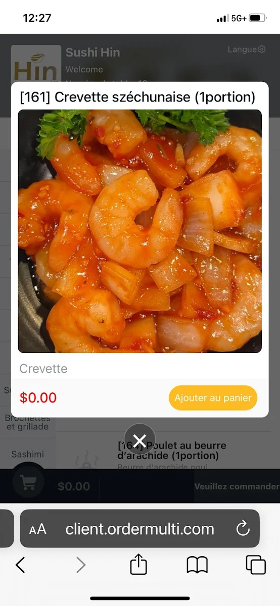 Menu, Sushi Hin
