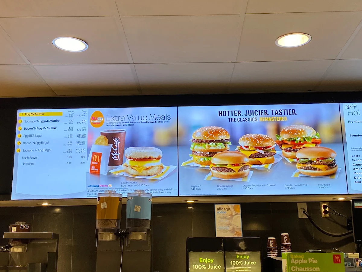 Menu, McDonald's