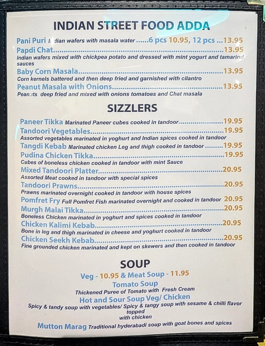 Menu, Bahubali Biryani House