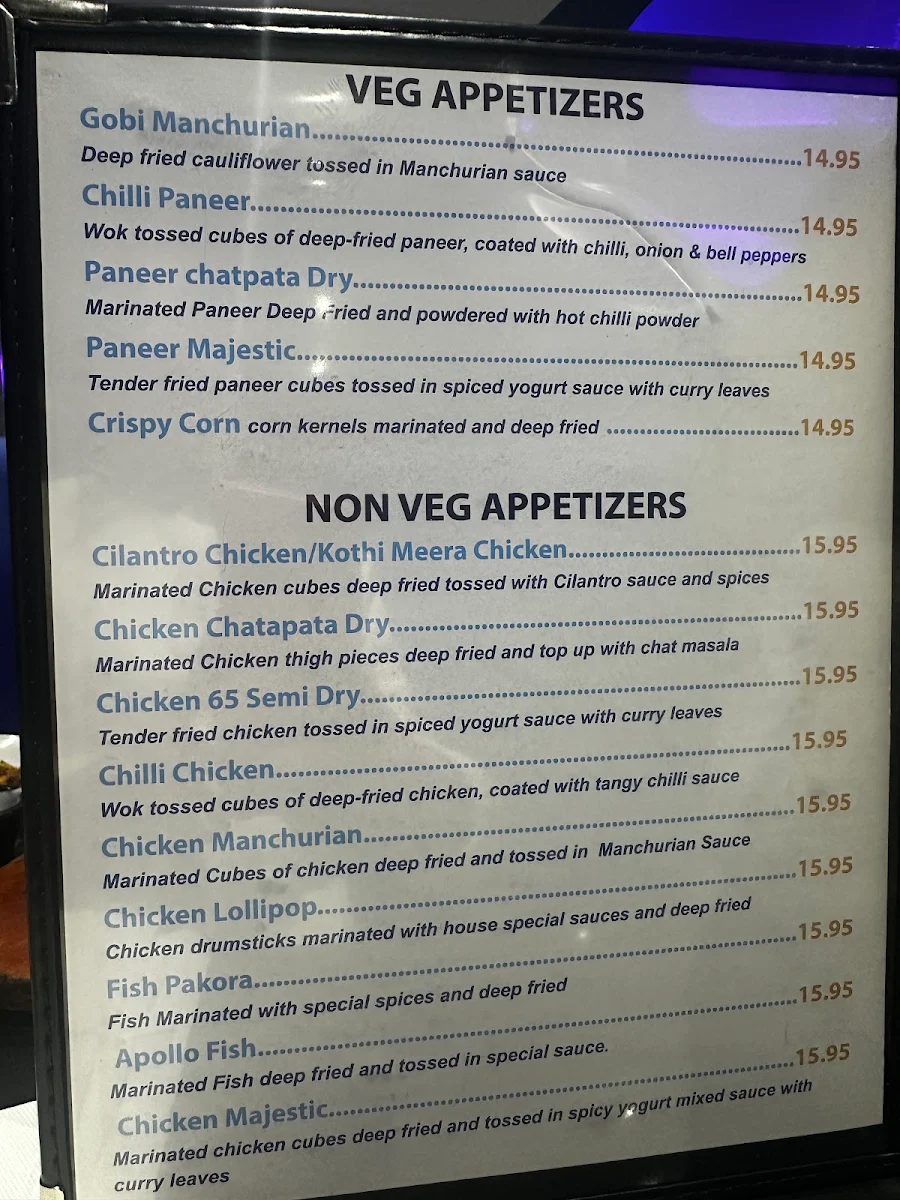 Menu, Bahubali Biryani House