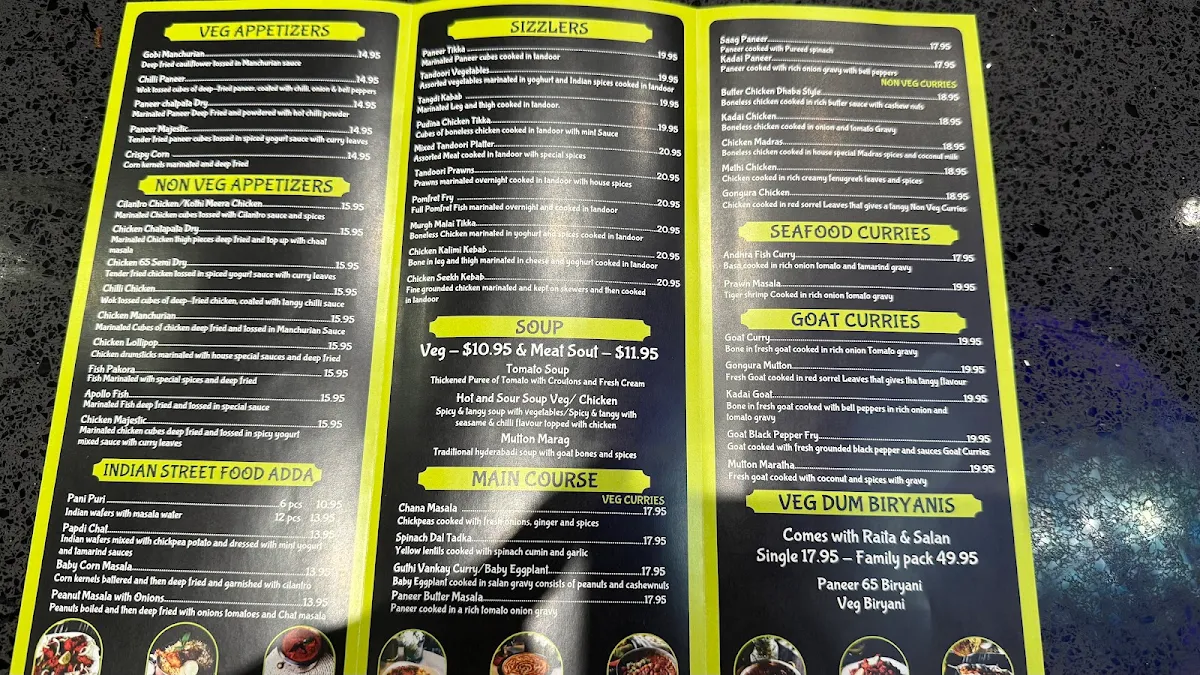 Menu, Bahubali Biryani House