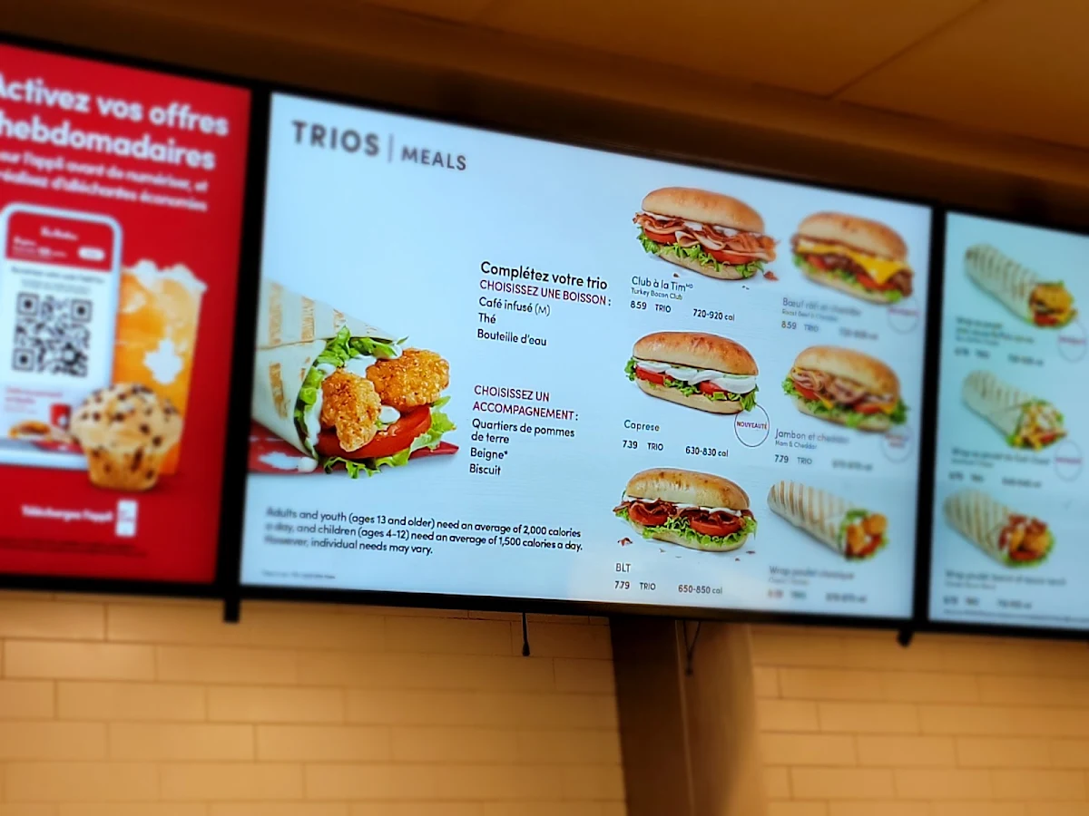 Menu, Tim Hortons