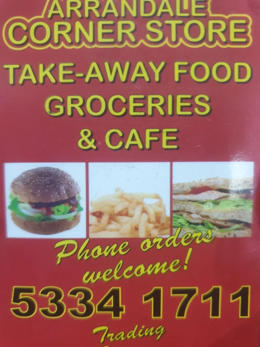 Menu, Arrandale Corner Store