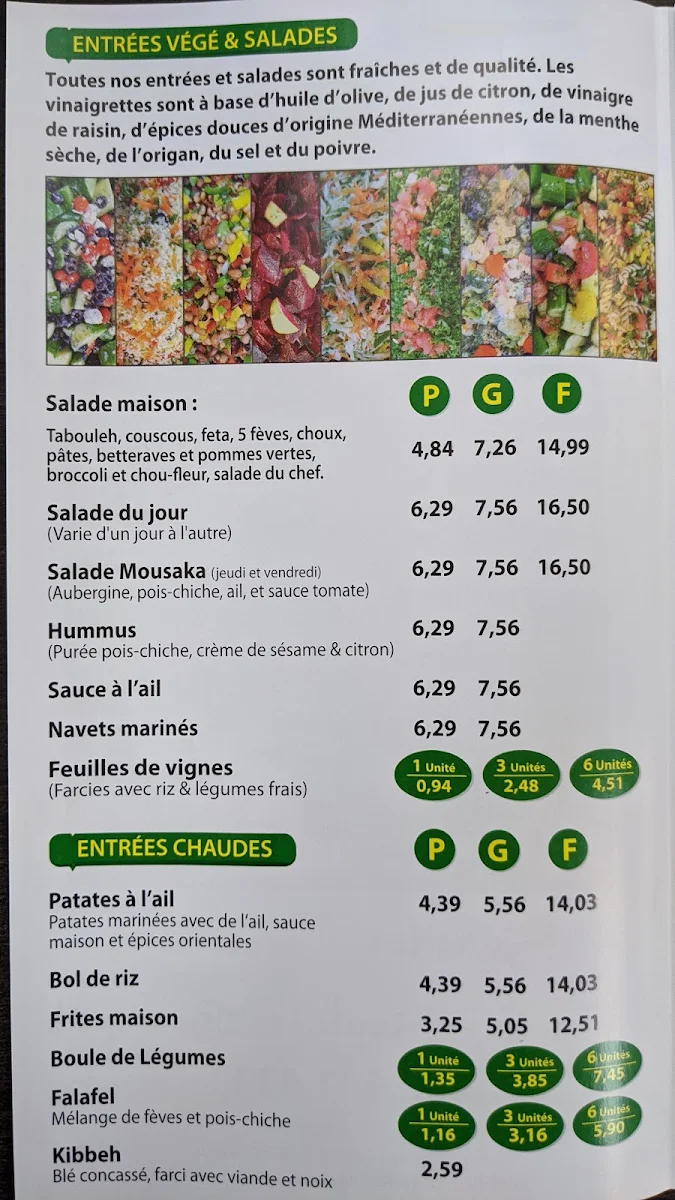Menu, Restaurant Taouk