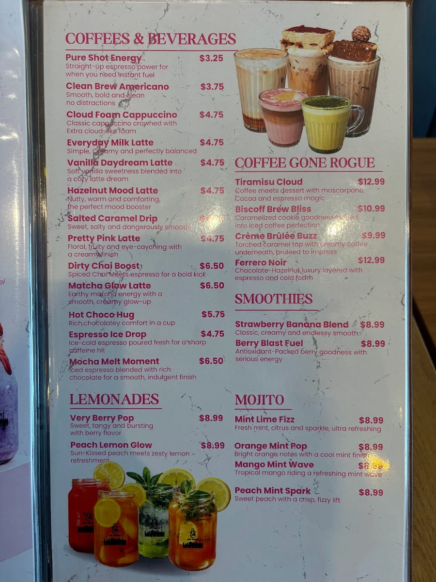Menu, Holy Shakes Café. Dessert. Eatery.