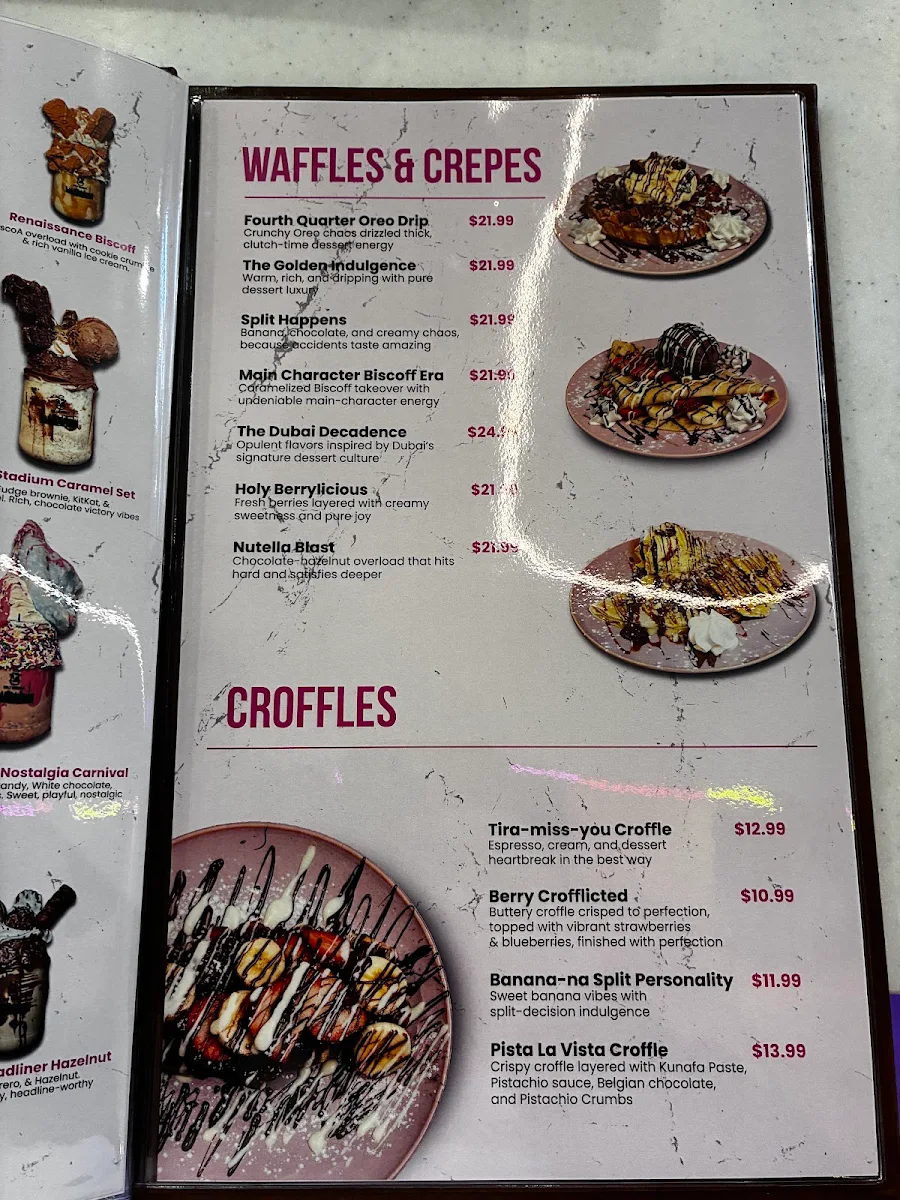 Menu, Holy Shakes Café. Dessert. Eatery.