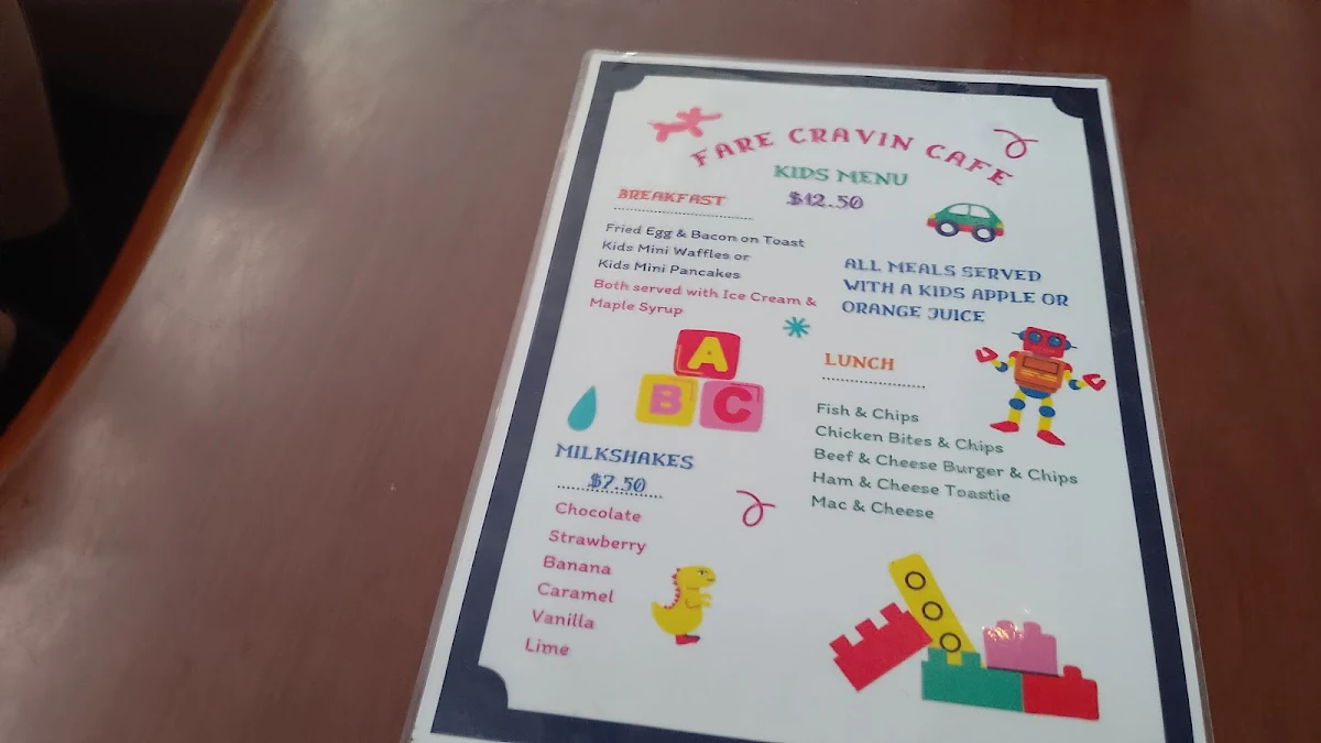 Menu, Fare Cravin' cafe